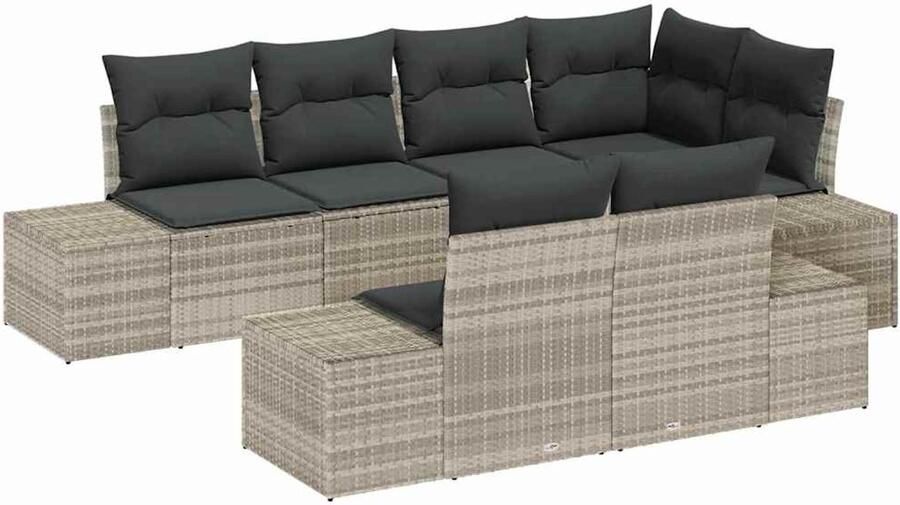 Tuinbank – Loungeset – Buitenbank – Zithoek – Modular – Lichtgrijs – 7-Zits Comfortabel – Weerbestendig