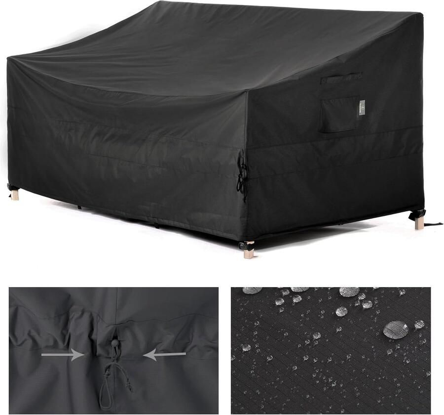 Tuinbankhoes 2-3 Zits Waterdicht 158cm Zwart