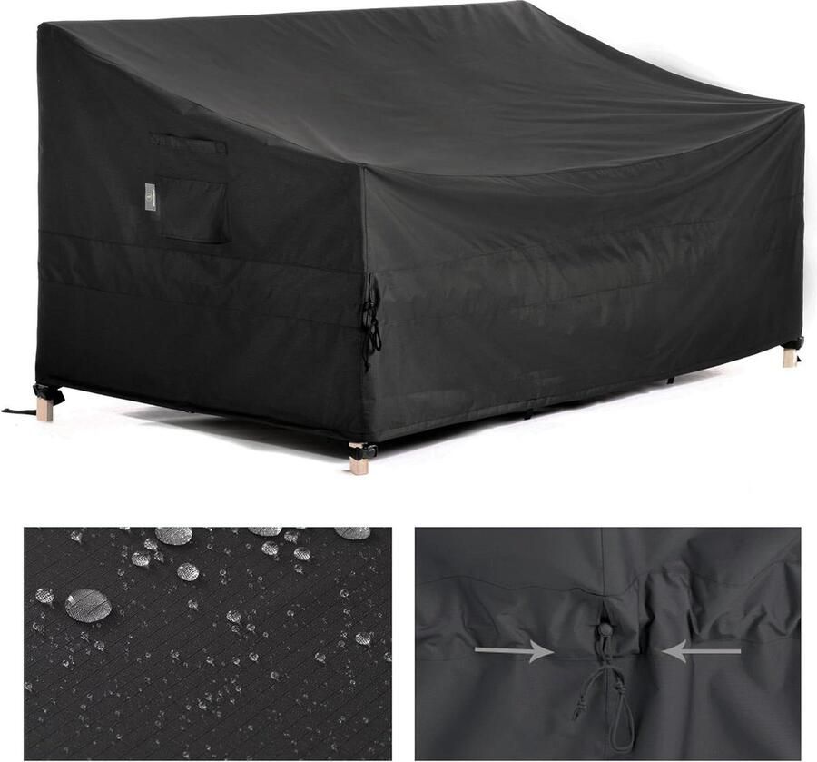 Tuinbankhoes waterdicht UV-bestendig 1 stuk zwart 208 x 99 x 66 91 cm