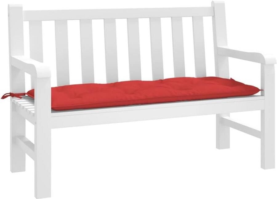 Tuinbankkussen 120x50x7 cm Oxford Stof Rood Ergonomisch Comfortabel Buitenbank Kussen