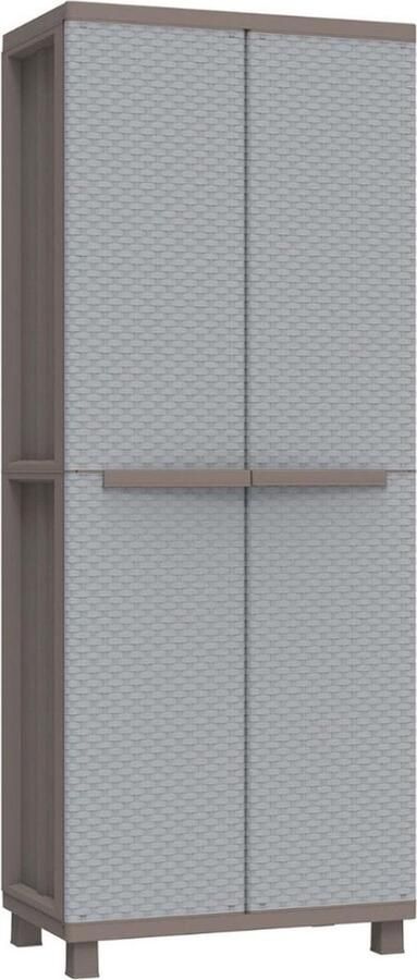 Tuinkast Tuinkist Tuinkasten voor Buiten Tuinberging Kunststof 70x40x180cm Grijs met Ruiten Vormen