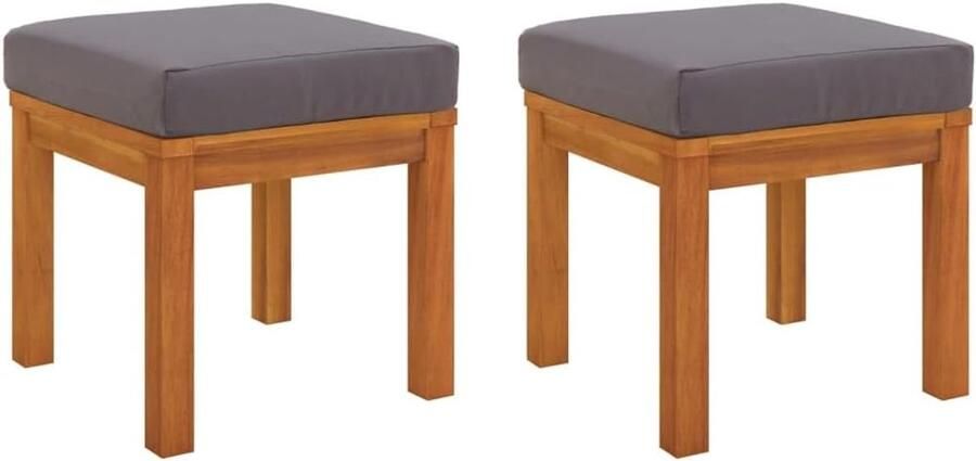 Tuinkrukjes met kussens 40x40x42 cm Massief Acaciahout Voetenbank Poef en Zitplaats voor tuin en terras