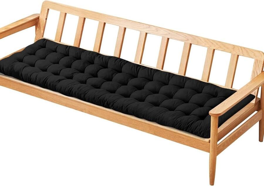 Tuinkussen voor 2 3-zits veranda schommelbank zwart 120 x 48 cm Bankkussen