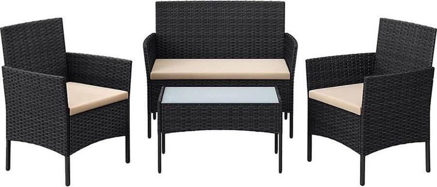 Rootz Living Rootz Tuinmeubelset Terrasmeubelset Eetkamerset Loungeset Gespreksset Bistroset Rotan Meubelset Zwart Taupe