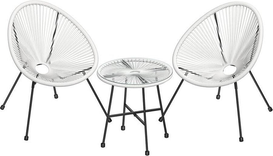 Rootz Living Rootz Tuinmeubelset Tuinstoelen Met Tafel Rotan Meubelset Zwart