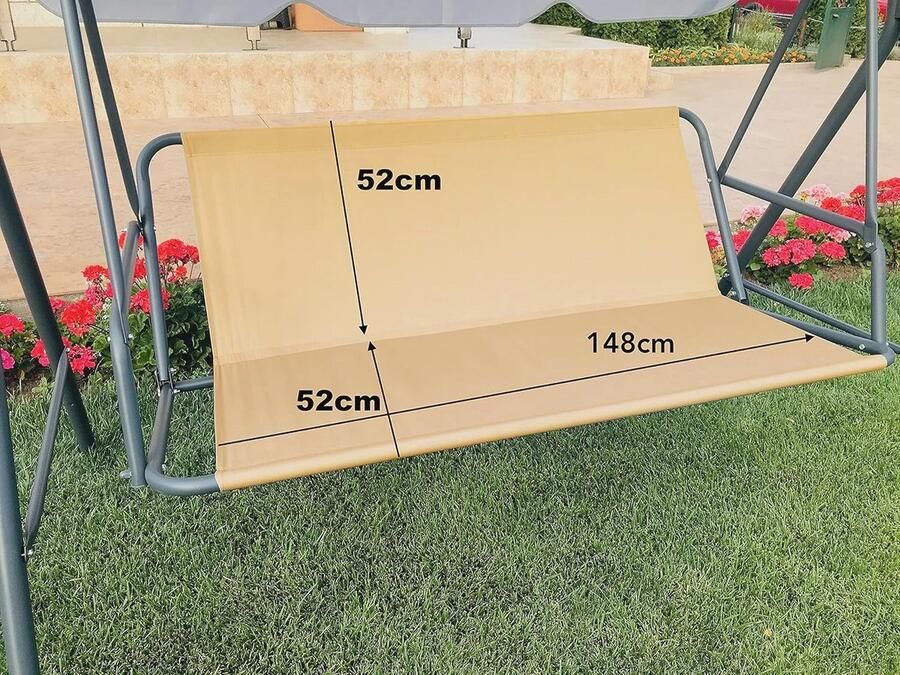 Tuinschommel Stoelhoes Weerbestendige en UV-bestendige Vervanging voor Schommelstoel of Hangmat Beige (148 x 52 x 52 cm)