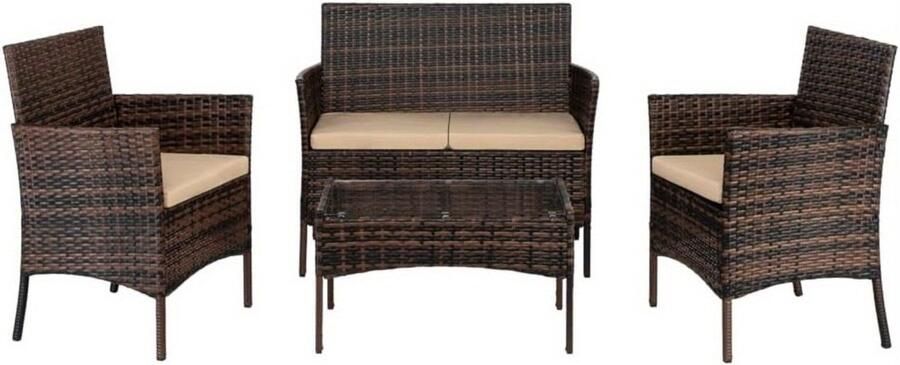 Tuinset – Loungeset – Zitgroep – Bistroset – Tuinmeubelen – PE-Rattan & Stalen Frame – Comfortabele Kussens & Weerbestendig