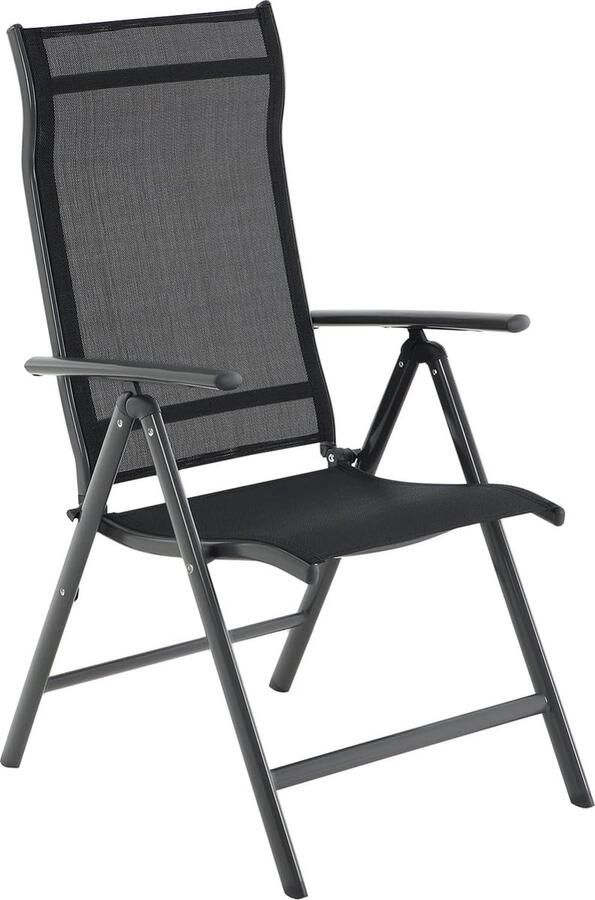 Tuinstoel klapstoel outdoorstoel met 8-traps verstelbare rugleuning tot 120 kg zwart