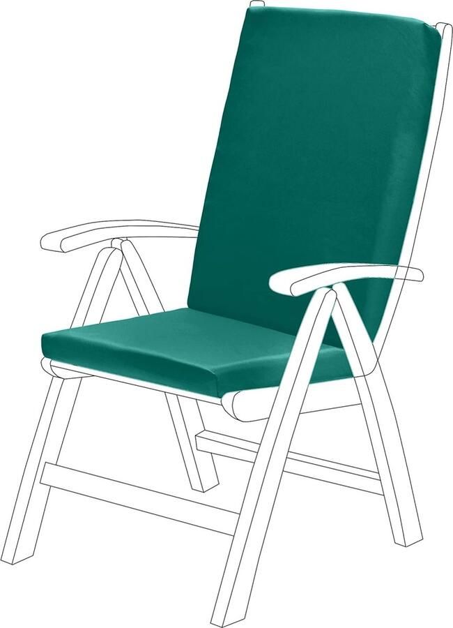 Tuinstoel met hoge rugleuning Zitkussen Buiten Binnenstoelhoes Waterafstotend materiaal Zacht duurzaam en comfortabel Veilige riemen Lichtgewicht en gemakkelijk schoon te maken (groen)