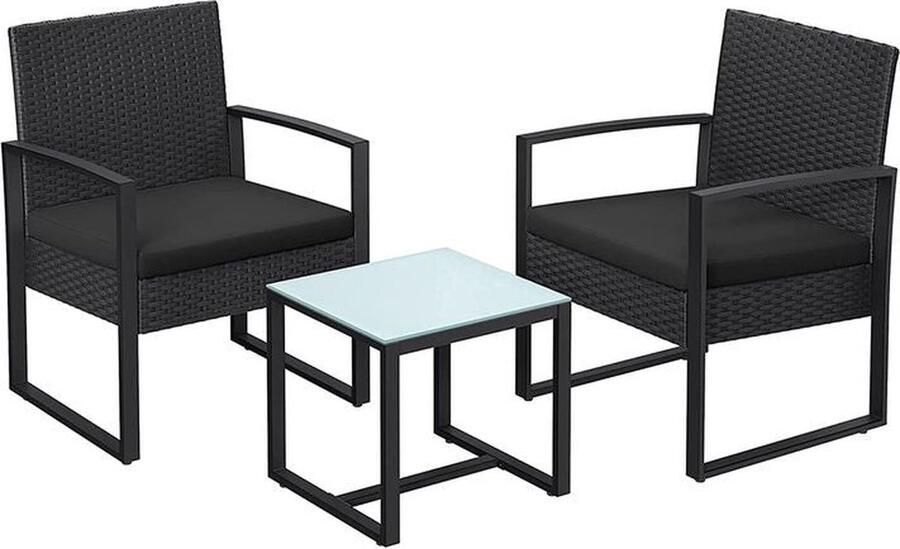 Rootz Living Rootz Tuinstoelen Tafelset Balkonstoelen Met Tafel Tuinmeubelset Outdoor Stoel En Tafel Set Tuin Bistro Set Outdoor Zitset Zwart