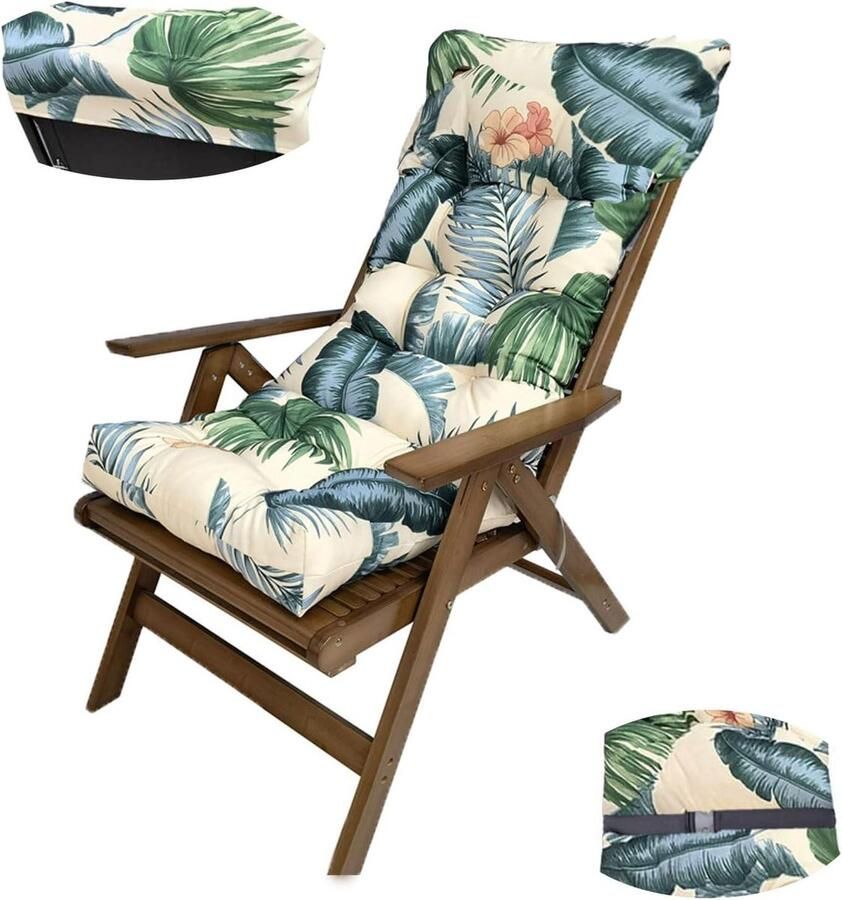 Tuinstoelkussen met gesp voor hoge rugleuning Verdikking voor zonnezeil Antislip gevoerd Voor binnen en buiten