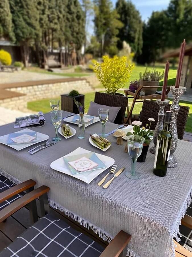 Tuintafelkleed lichtgrijs weerbestendig 130x220 cm