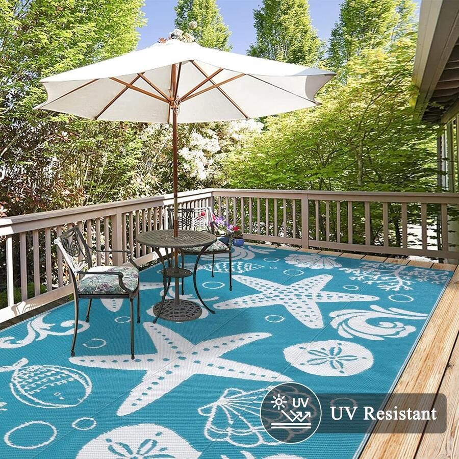 Tuintapijten voor buiten waterdicht groot 180 x 270 cm gerecycled uv-bestendig picknicktapijt duurzaam opvouwbaar stro-strandmat omkeerbaar voor buiten geweven tapijt voor