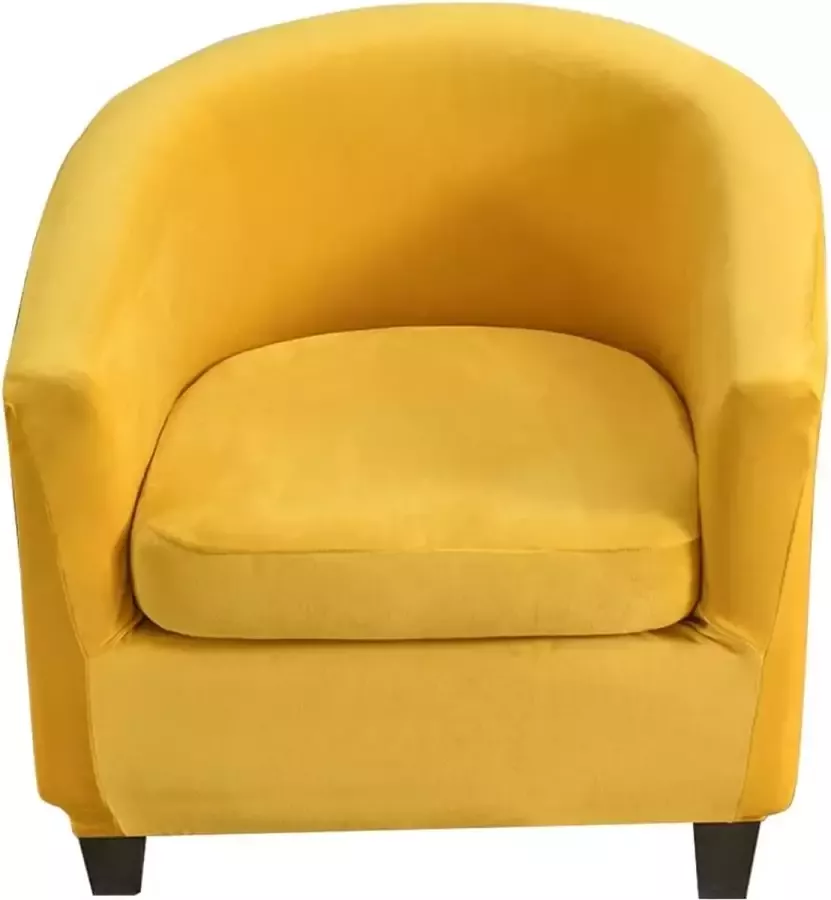Vleugelstoel hoezen 2-delige stretch vleugelstoel hoes modieuze effen kleur. Fluwelen Strandmon bankhoes. Meubelbeschermer voor fauteuil stoelen voor woonkamer slaapkamer of hotel geel (Turmeric) - Foto 17