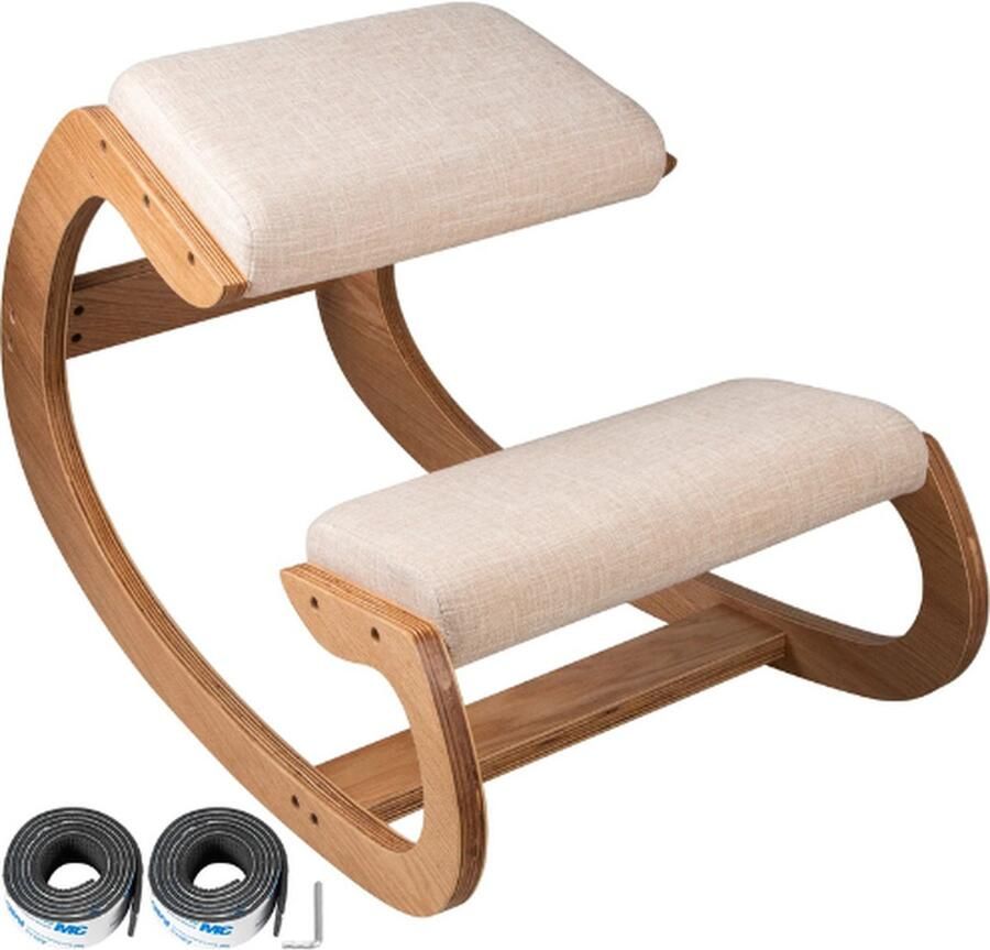 Tumex Kniestoel Kniekruk Ergonomisch Met Dikke Kussen Berkenhout Voor Correcte Houding Schommelfunctie