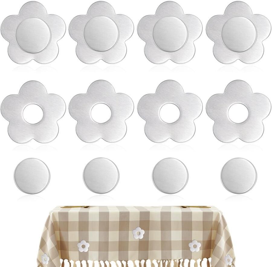TUZHE 8 stuks tafelkleedgewichten voor buiten Extra zwaar Magnetische tafelkleedclip RVS tafelkleedgewichten Gordijngewichten (bloem)