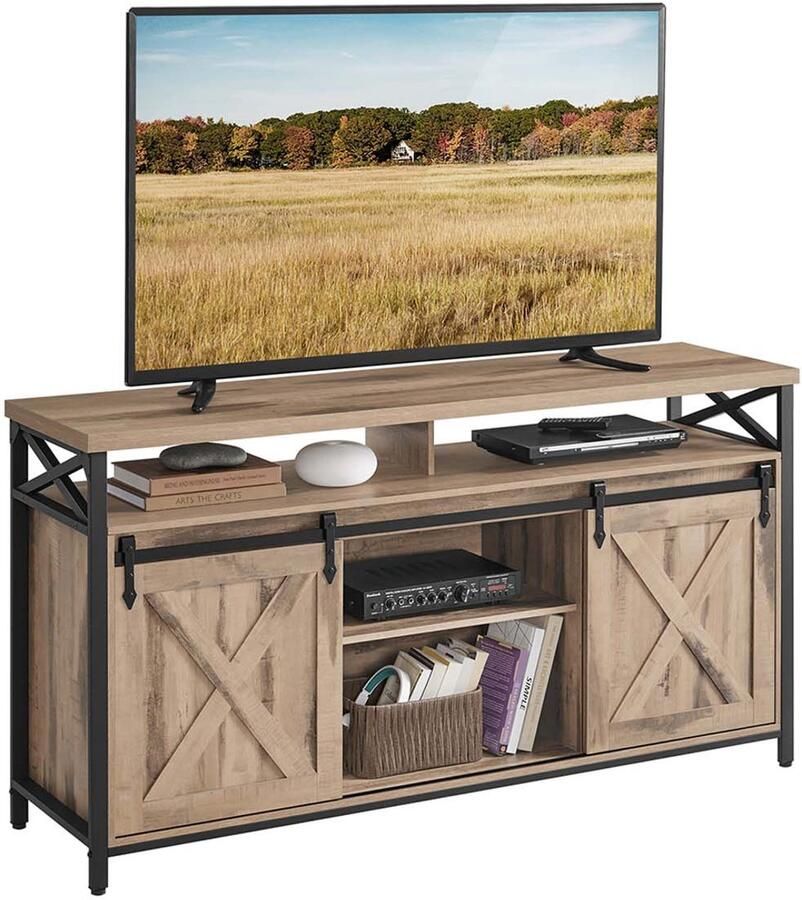 TV Cabinet Stand Media Console Sturdy Steel 40 x 147 x 76 cm tot 65 tv's Brown Black