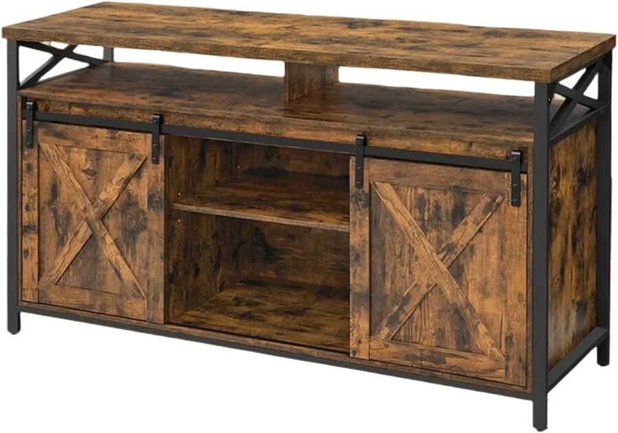 TV Cabinet Vintage Country Style Media Console Retro TV Stand Chipboard & Steel 40cm x 147cm x 76cm