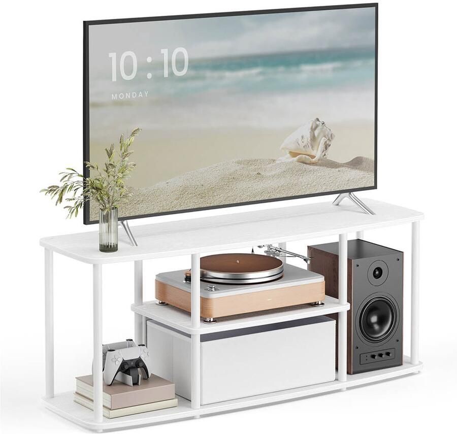TV Cabinet Wit houten spaanbordopslag Ondersteunt 50 tv's 110x35x46cm