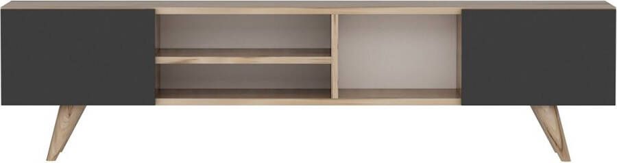 Unbranded TV Kast Henk 160x31x40 cm Eiken en zwart Spaanplaat en Kunststof Modern Design - Foto 2
