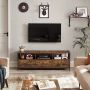 Inandoutdoormatch TV Kast Jose Voor TV's tot 65 inch Met 3 Lades 147x40x50cm Industrieel Design Stalen Frame Vintage Bruin Zwart Vaderdag cadeau - Thumbnail 2