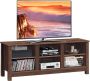 TV-kast met planken tv-kast van hout tv-standaard voor 60 inch televisie open opbergconsole voor thuis en op kantoor dressoir woonkamerkast keukenkast (bruin) - Thumbnail 1