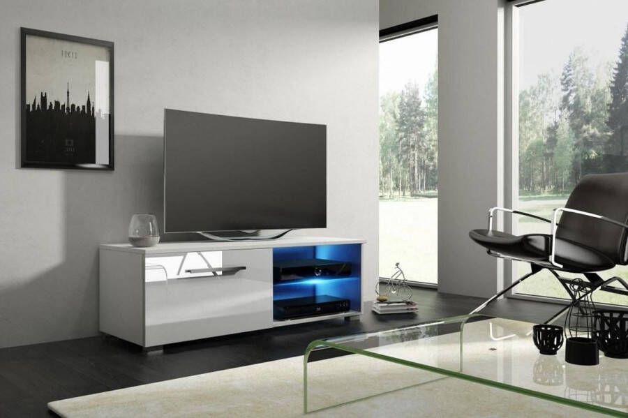 TV Kast Meubel Hoogglans Wit – Witte TV Meubel Modern Design – TV Kast Wit Inclusief Led verlichting