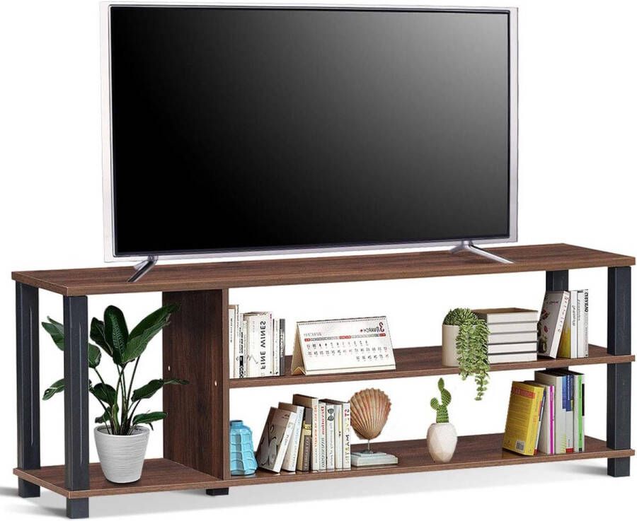 TV-kast televisiekast hout tv-standaard televisietafel met planken dressoir 110cm breed woonkamerkast keukenkast (bruin)