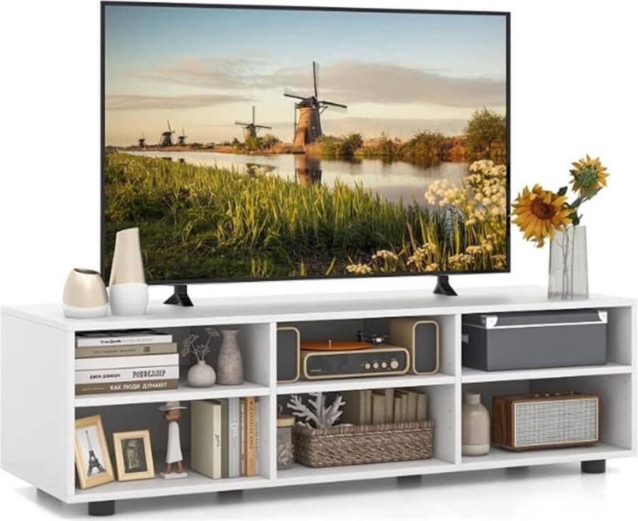 Tv-kast televisiekast houten tv-standaard televisietafel met planken sideboard woonkamerkast keukenkast