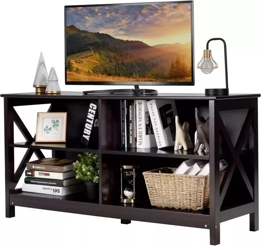 TV kast televisiekast voor 55 inch tv 3-traps commode met planken industrieel sideboard televisietafel woonkamerkast keukenkast hout (bruin)