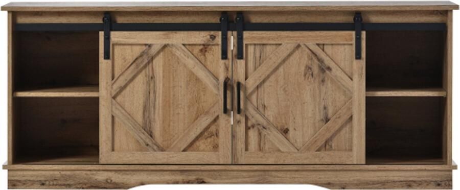 GOTAGEE TV-kast TV-standaard Dressoir met 2 schuifdeuren Verstelbare planken voor woonkamer Eetkamer 150X40X60cm Vintage Bruin