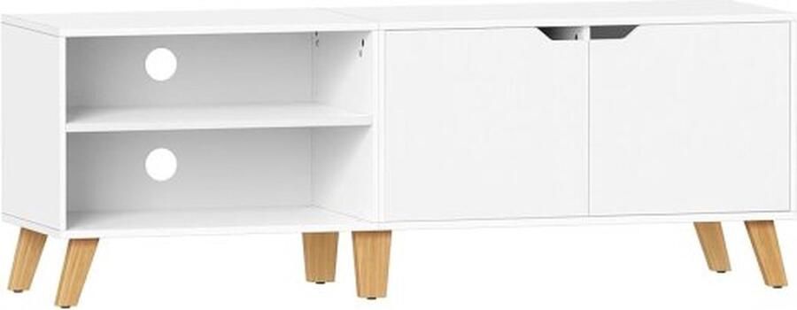 ZAZA Home TV Kast voor TV's tot 65 inch 140 cm Brede TV-meubel met 2 Deuren Verstelbare Planken TV Tafel Wit