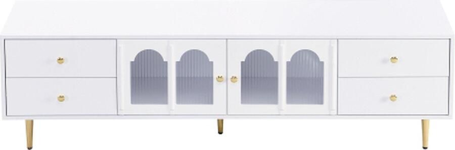 Zonder merk Gotagee TV-kast Wit met laden Glazen deur Tafel Woonkamerkast Zijkasten Multifunctionele opbergkast Kast