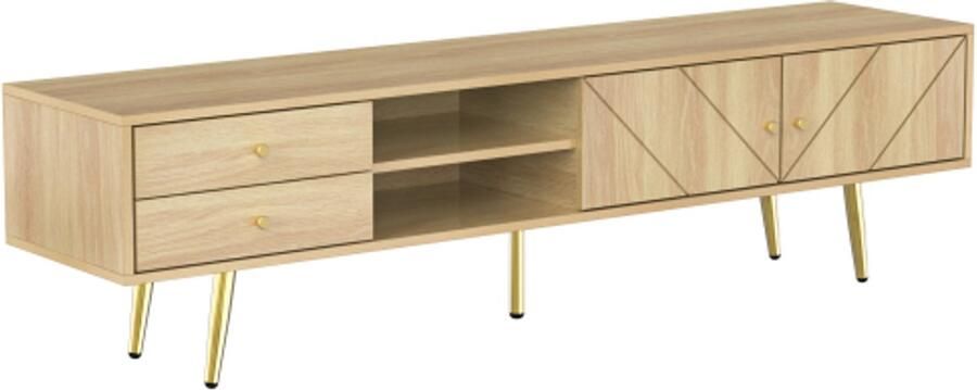 Zonder merk Gotagee TV-meubel 160 cm met gouden poten twee lades en uniek ontworpen deuren