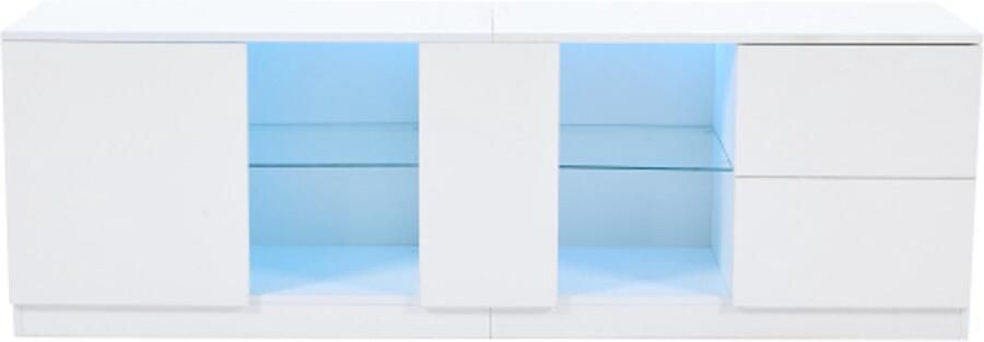 TV-meubel 160 x 40 x 52 cm hoogglans ladekast met ledverlichting lowboards geschikt voor 65 tv's geschikt voor woonkamer en slaapkamer