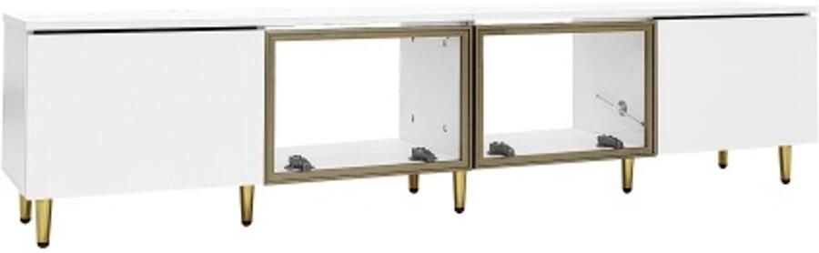 Zonder merk Gotagee TV-meubel 170 cm Wit Vloer- en wandmontage 4 deuren (2 glazen deuren) veelzijdige montage Woonkamer