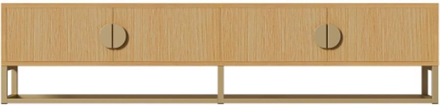 GOTAGEE TV-meubel 180 cm met houtnerf – moderne eetkamerkast 4 deuren halfronde handgrepen