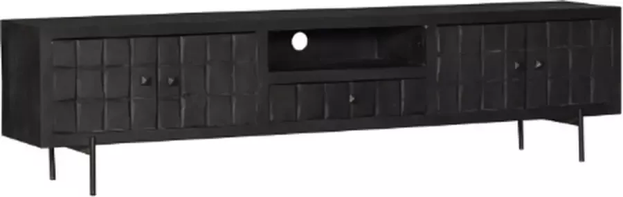 Tv meubel Evan 220 cm tv meubel industrieel tv meubel zwart hout