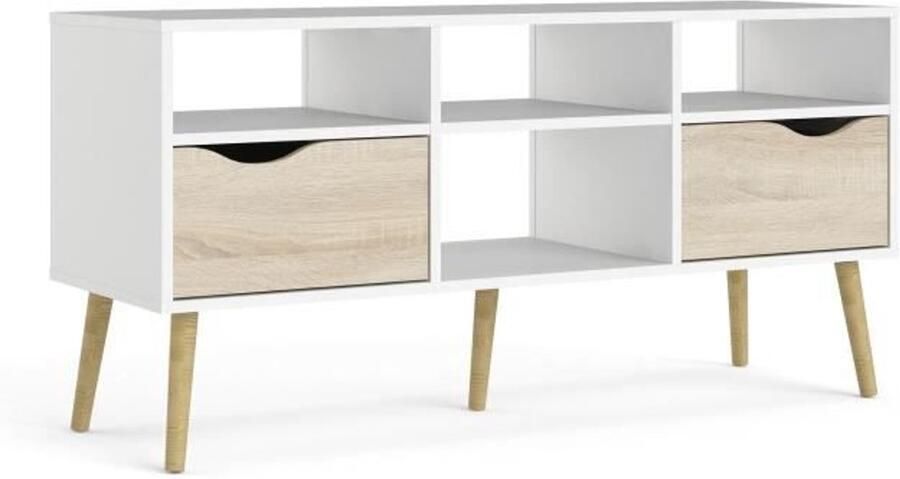 Merkloos TV-meubel 4 nissen 2 lades Wit Eiken 117 2 x 39 1 x 57 4 cm TVILUM