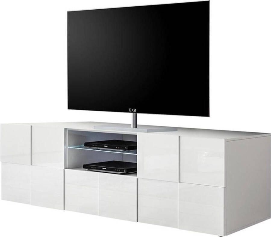 Vente-unique Tv-meubel CALISTO LEDs 2 deuren en 1 lade Witgelakt L 181 cm x H 56 cm x D 43 cm - Foto 3