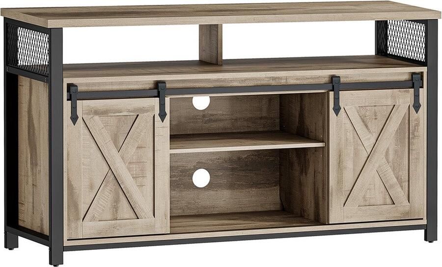 Rootz Living Rootz TV-meubel Entertainment Center Spaanplaat Staal Eiken Bruin-Zwart 40cm x 135cm x 76cm 38 5kg Max. Laad 80kg