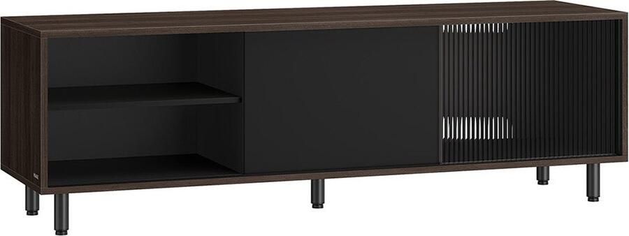 Rootz Living Rootz TV-meubel Entertainment Unit Mediastandaard Spaanplaat Glas Staal 140cm x 39cm x 45cm Stijlvol ontwerp Stevige constructie