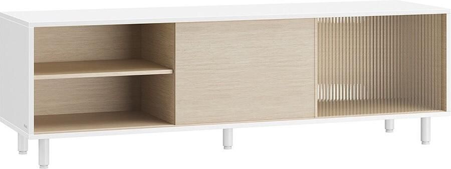 Rootz Living Rootz TV-meubel Entertainmentstandaard Mediaconsole Spaanplaat Glas Staal 140cm x 39cm x 45cm