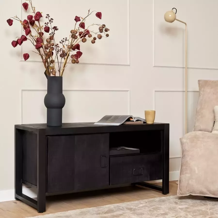 Tv meubel Finn 110 cm Tv meubel industrieel Tv kast zwart