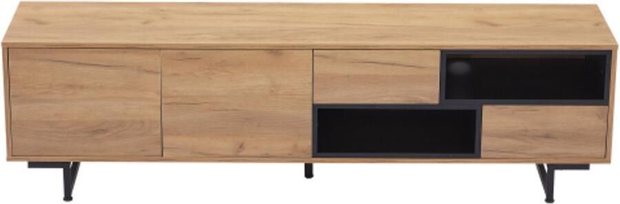 Zonder merk Gotagee TV-meubel houtkleurig open opbergruimtes met laddervakken geschikt voor TV's tot 70 inch 173 x 38 x 48 cm