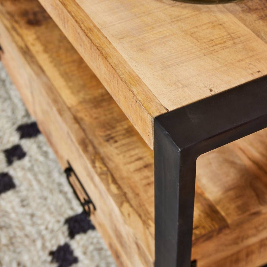 Tv meubel industrieel Tv meubel Ben 150 cm mangohout tv meubel