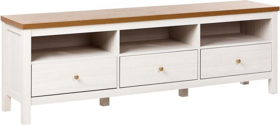 Beliani INVERELL TV-meubel Wit Bruin Vezelplaat