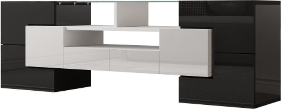 GOTAGEE TV-meubel lowboard. hoogglans wit 145 cm LED-verlichting woonkamermeubilair