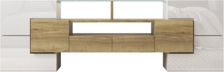 Gotagee TV-meubel lowboard. hoogglans wit 145 cm LED-verlichting woonkamermeubilair