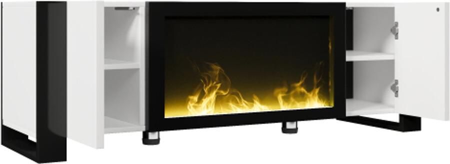 GOTAGEE TV-meubel lowboard met elektrische haard vlameffect geen verwarmingsfunctie hoogglans